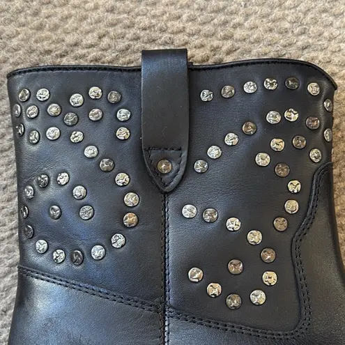 Free People NEW in Box  Leather Harmony Studded Boots Black Size 6