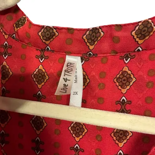 Live 4 Truth 2X Red Geometric Sleeveless Blouse Boho Festival Top Plus Size - Image 5