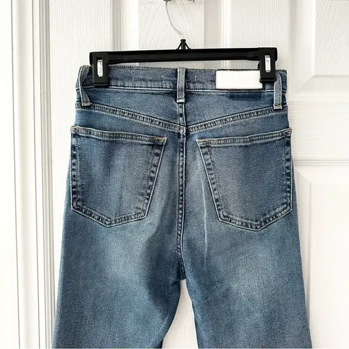 RE/DONE  The 70s Ultra High Rise Stove Pipe Denim Jeans 27 Medium 3 Blue Wash