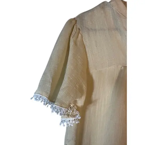 June & Hudson Pale Yellow Short Sleeve V