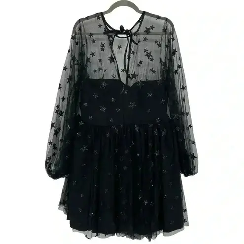 Lirika Matoshi Teuta Star Tulle Dress XL Black Celestial Mini Fairycore