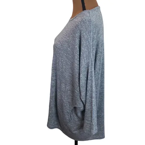 LOGO By Lori Goldstein Heather grey oversized boatneck 3/4 sleeve pockets sz S