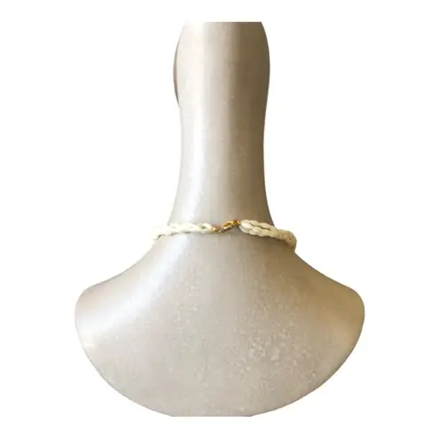 Retro Beach Theme Multi White Intertwined Ropes Pink Beads Boho Chic Necklace