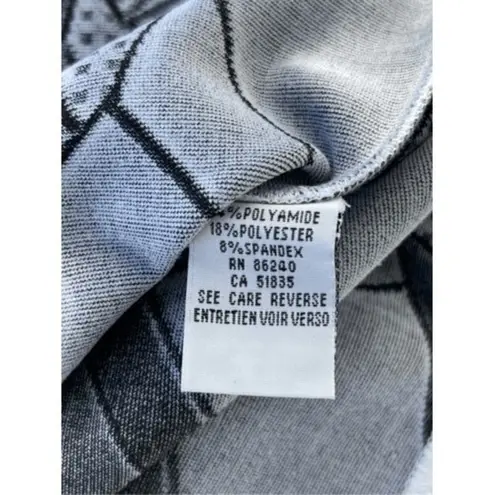 Ravel Geometric Print Jacket Ruched Front White Black Career Size M Size M