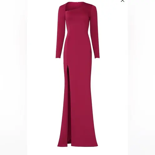 Black Halo Akasha long sleeve leg split Gown in Ruby Red sz 10