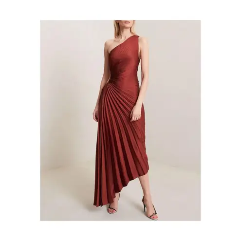 ALC Frank A.L.C. Delfina One-Shoulder Cutout Pleated Dress in Brunette Size 4