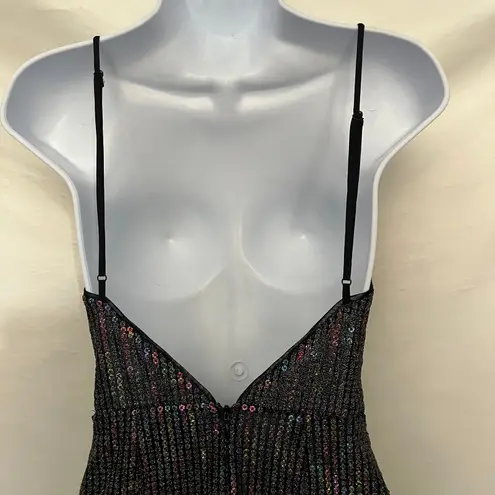 X by NBD Sequin Mini Cocktail Dress XS Ruffle Y2K LBD Whimsigoth Vampy Clubwear