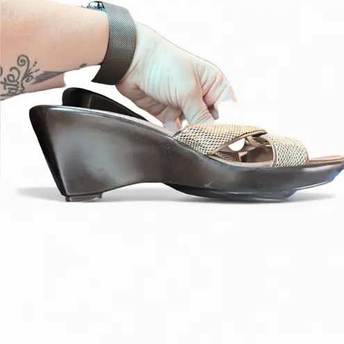 Italian Shoemakers Snakeskin Gold Wedge Sandal Size 9