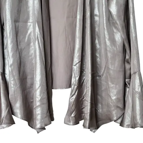 Bardot Aritzia Satin Gray Lightweight open front drapery feminine blouse S