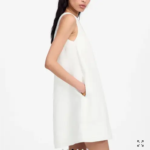 Madewell  Mini Shift Dress in Linen Salt white‎ size XS NWT