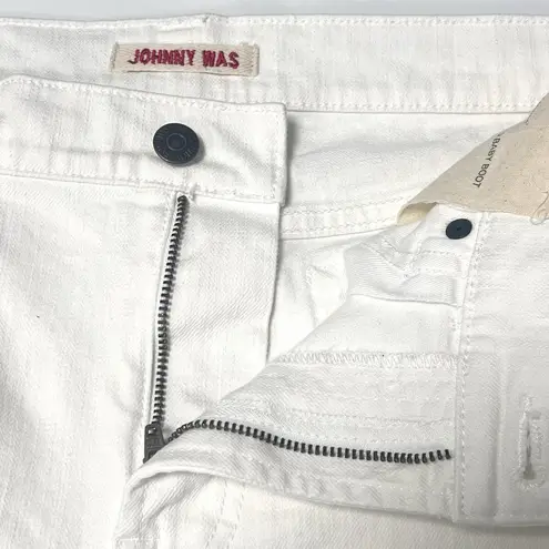 Johnny Was The Cropped Baby Boot Jeans Eyelet Pashmina White Boho Women's 28