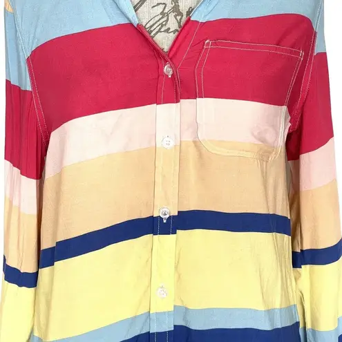 Velvet Heart  Womens Button Down Shirt Size Small Striped Colorful Long Sleeve