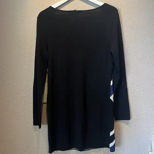 INC New Women’s Geometric Black Blue Tunic v Neck Sweater Size Large NWT