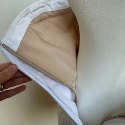 Tibi Strapless White Textured A-Line Dress - Size 6