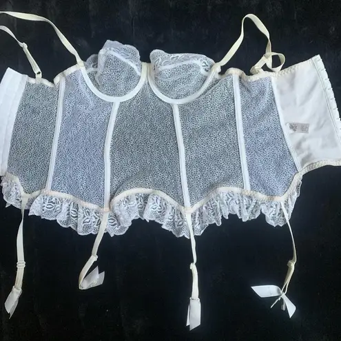 Rare Vintage 80s Siltex French Bustier Corset Lingerie Top with garter belt White Size undefined