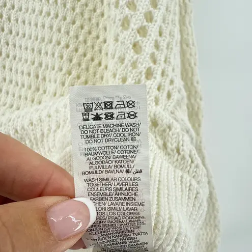 Sweaty Betty Tides High Open Weave Cream Knit Drawstring Pullover Sweater SZ XL