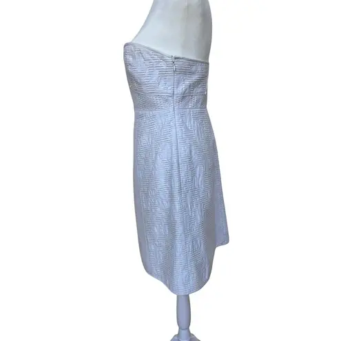 Tibi Strapless White Textured A-Line Dress - Size 6