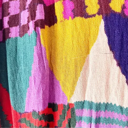 Farm Rio Long Sleeves Mixed Abstract Patches Button Front Mini Dress Size Small