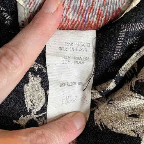 Vintage Marsha Brander for Componix Southwest Blazer Skirt Set sz 6 Acrylic Wool Black