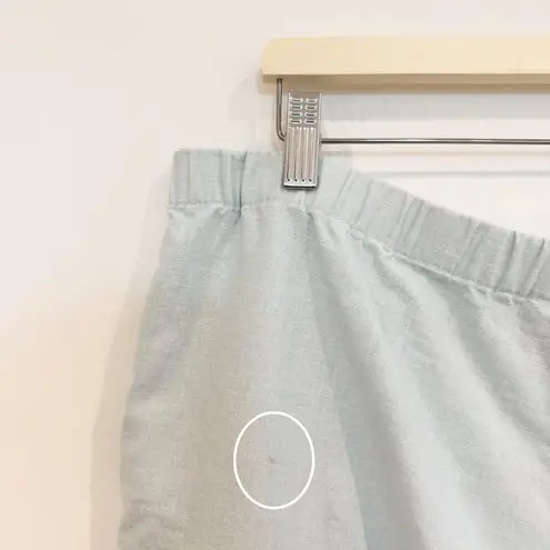 Vintage Linen Cotton Pull On Elastic Waist Pants Pockets Vtg Light Blue Medium