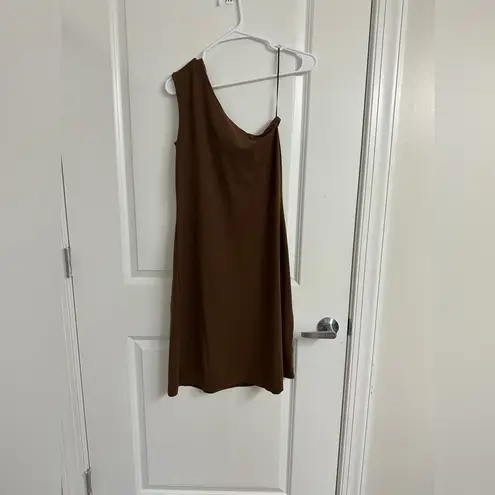 Susana Monaco Sold At Revolve Brown One-Shoulder Pleated A-Line Dress – Small