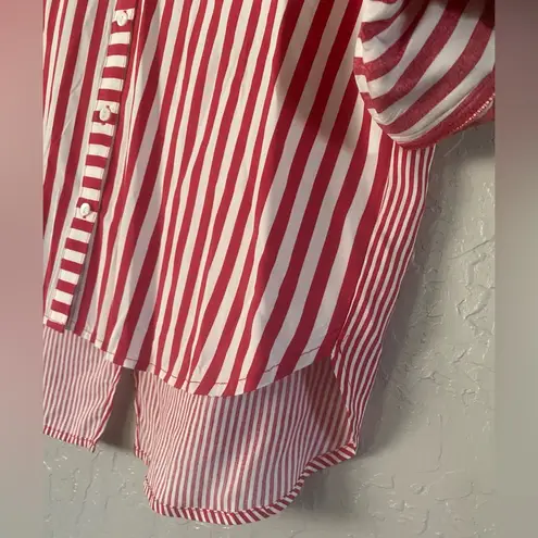 Jane and Delancey Womens Shirt Long Roll Tab Sleeves Button Up Striped Size S