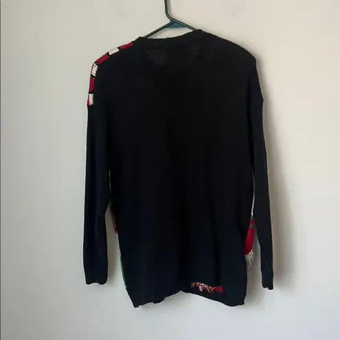 Vintage 90s Farm Sweater – Heirloom Collectibles – Fall Cardigan – Size Large Black