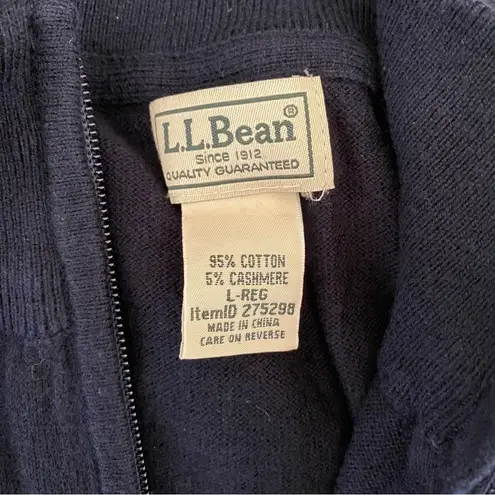 L.L.Bean  Adult Masc 1/4zip Cotton/cashmere Blend Vintage Indigo Sweater In Large