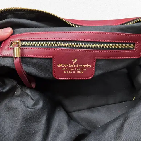 Alberto Di Canio Burgundy Leather Travel Tote Bag Made in Italy Large Weekender Red