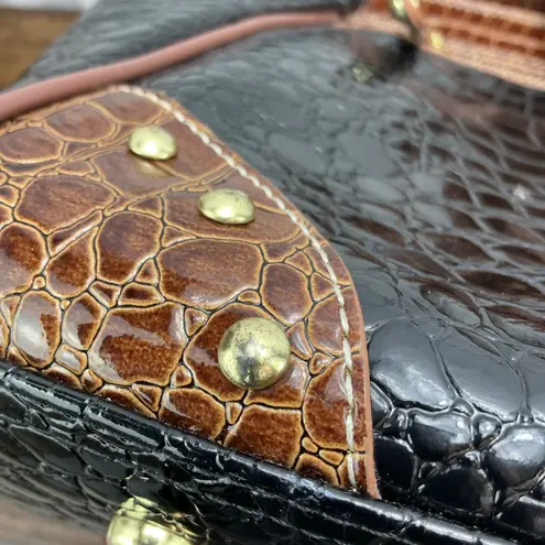 Samantha Brown Bag Women's Brown Black Faux Croc Weekender Overnight Tote