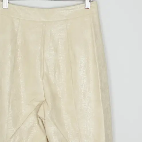 Missguided Womens Faux Leather Pants Size 6 Crocodile Split Hem Straight Leg