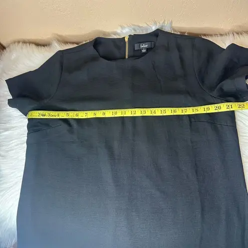 Lulus Shift and Shout Black Shift Dress Size Large Short Sleeve Gold Zipper