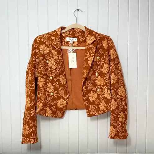 Elegant Floral Burnt Orange Blazer Size M New Size M