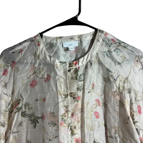 J.Jill  Floral Print Button Front Tunic Shirt Dress Size S