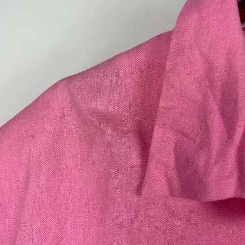 Anna Maxwell Pink Linen Blend Embroidered Floral Short Sleeve Button Up Shirt Size 5X