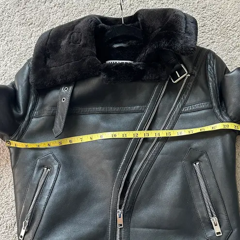 Walter Baker Black Leather Jacket with Silver Zippers