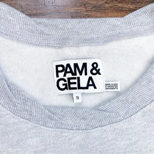 Pam & Gela • sweatshirt tunic short sleeve twisted neckline asymmetrical grey