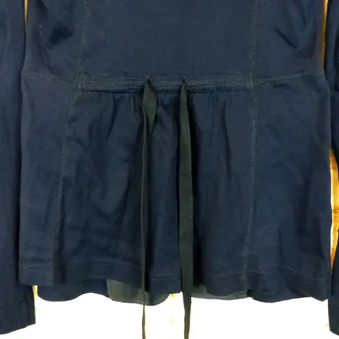 Free People  Blazer Women 2 Blue Blocked Knit Woven Lightweight Academia RARE