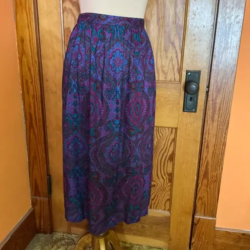Vtg 80s Alfred Dunner Bright Psychedelic paisley skirt Purple Size 10