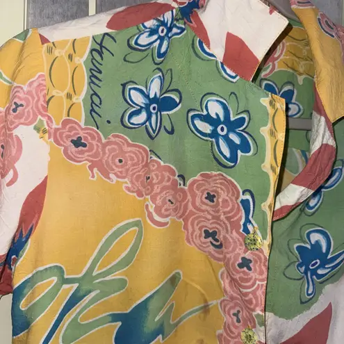 Jams World Vintage Aloha Hawaiian Floral Shirt Button Top Blouse Small *READ*
