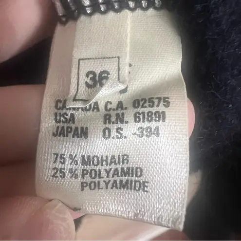 VTG ESCADA Margaretha Ley Navy Sequin Panther Lion Cat Sweater Mohair Sz 36 US 6 Blue Size M