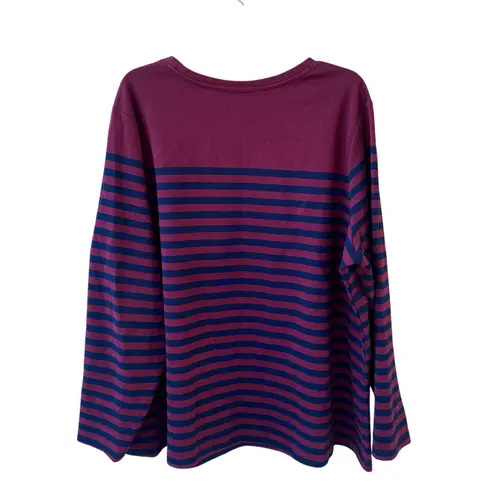 kim rogers 3X Woman Striped Burgundy Gold Tone Button Comfort Top Office Work