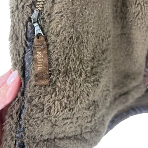 Kuhl Women's Brown Fleece Sherpa Zip Up Hoodie Jacket XL Thumbholes Outdoor