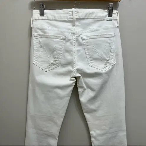 MOTHER Looker Ankle Fray Distressed in Little Miss Innocent Ivory White Size 26
