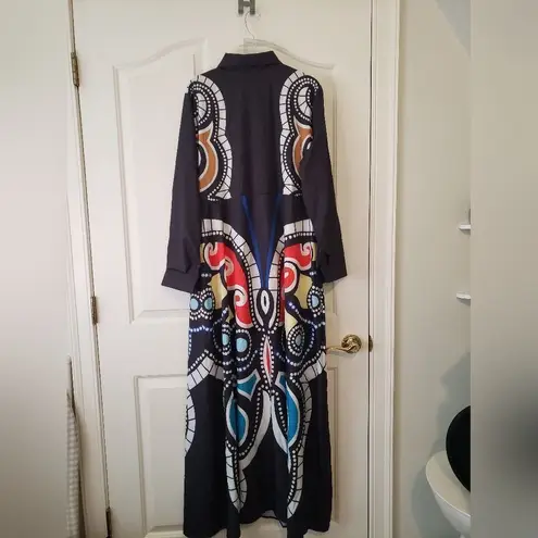 Stylish Black and Multicolor Maxi Dress Pit To Pit 22" Black Size undefined
