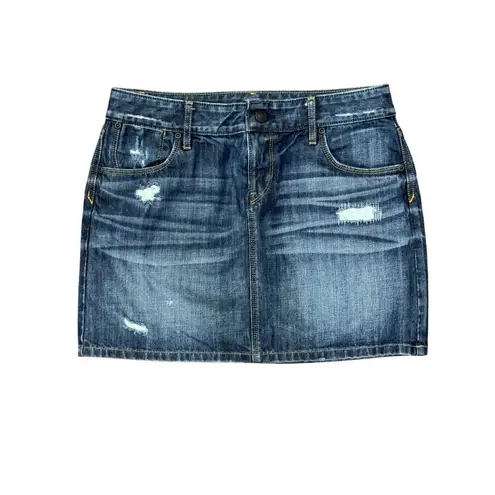 NEW Ann Taylor Loft 100% Cotton Distressed Jeans Mini Skirt Blue Denim Women 2