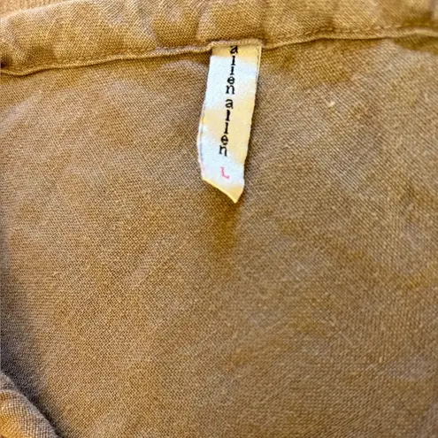 Allen Allen Brown Linen Tiered Midi Skirt Womens Size Large Lagenlook Minimalist