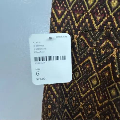 Free People NWT  Geometric Boot Cut Brown/Yellow Boho Pull On Pants Size 6