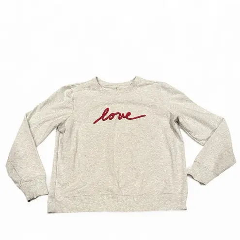 Ellen Degeneres Red LOVE spellout on Light Gray Long sleeve Sweatshirt L Size L