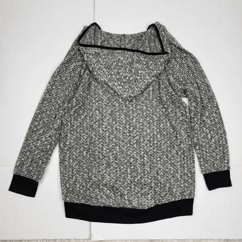 Bobeau Knit Hooded Sweater Sage Green Black Trim Semi-sheer Size M